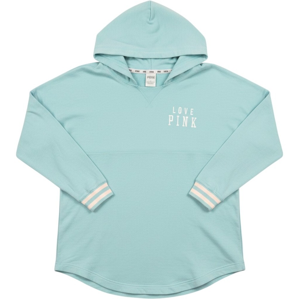 Victorias Secret PINK Pullover Hoodie Aqua Blue Pink Logo Sweatshirt Large